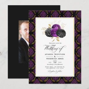 Invitation Photo de mariage floral gothique vintage