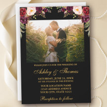 Photo de mariage floral noir or Bourgogne