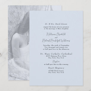 Invitation Photo de mariage formel bleu poussiéreux des paren