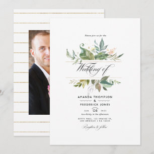Invitation Photo de mariage géométrique Sérénité Verdure