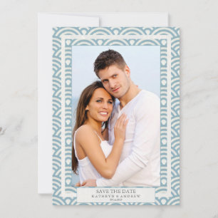 Invitation Photo de mariage japonais Seigaiha Save The Date à