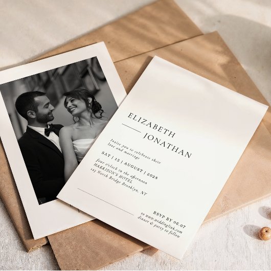 Invitation Photo de mariage minimaliste classique