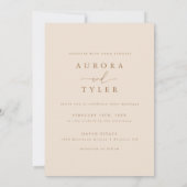 Invitation Photo de mariage moderne avec écriture Tan (Dos)
