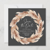 Invitation Photo de mariage moderne avec herbe de pampas en t (Devant)