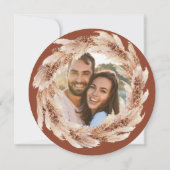 Invitation Photo de mariage moderne boho terracotta herbe de  (Dos)