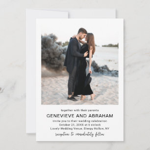 Invitation Photo de mariage moderne en noir et blanc QR Code
