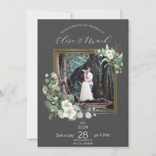 Invitation Photo de mariage personnalisé eucalyptus minimalis