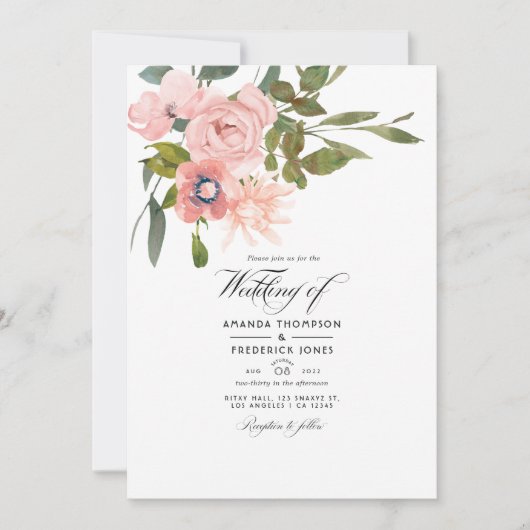 Invitation Photo de Mariage rose pâle (Devant)