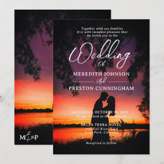 Invitation Photo de mariage silhouette moderne romantique au