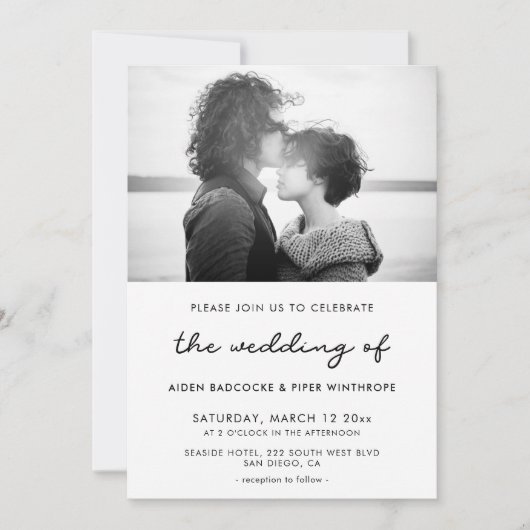 Invitation photo de mariage simple (Devant)