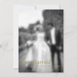 Invitation Photo de mariage simple Just Married bleu marine e