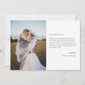 Invitation Photo de mariage simple moderne avec note de paysa (Dos)