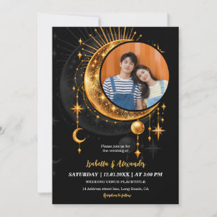 Invitation Photo de mariage sous la lune céleste et la nuit é