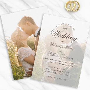 Invitation Photo de mariage transparente avec calligraphie él