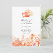 Invitation Photo de mariage Turquoise et Coral Beach (Debout devant)