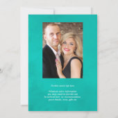 Invitation Photo de mariage Turquoise et Coral Beach (Dos)