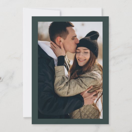 Invitation Photo de mariage vert élégant en hiver (Dos)