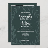 Invitation Photo de mariage vert élégant en hiver (Devant / Derrière)