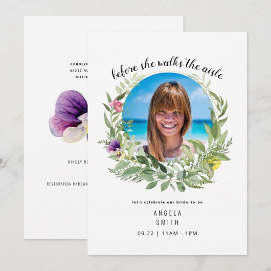 Invitation Photo de mariée avant qu'elle marche Fête des mari (Devant / Derrière)