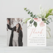 INVITATION PHOTO DE MERCI ROSE ROSE DOUX (Debout devant)