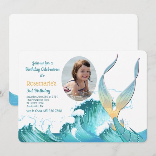 Invitation photo de Mermaid Tail (Devant / Derrière)