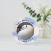 Invitation Photo de mignon Chien dormant bleu Anniversaire (Debout devant)