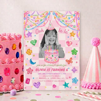 Invitation Photo de naissance coloré de pierre précieuse