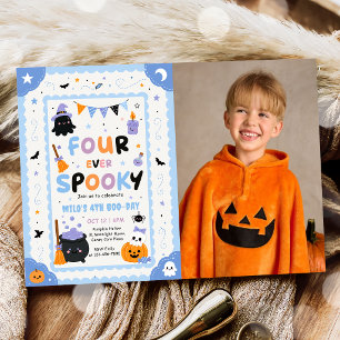 Invitation Photo de naissance d'Halloween effrayant Citrouill
