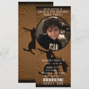 Invitation Photo de naissance Western cuir Cow-boy Wild West