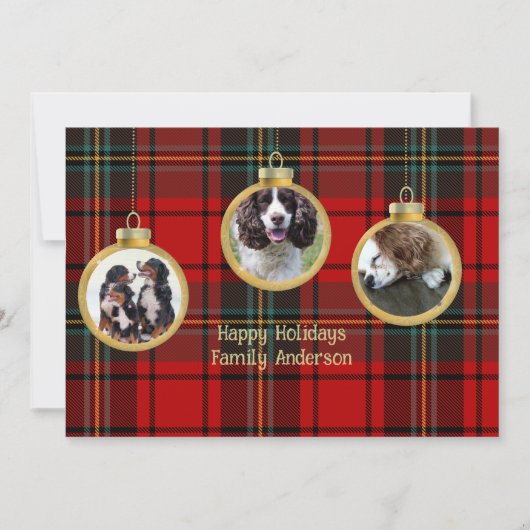 Invitation Photo de Noël Baubles Joyeux Bénédiction Espoir (Devant)