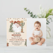 Invitation Photo de Noël et d'anniversaire avec le Père Noël (Debout devant)