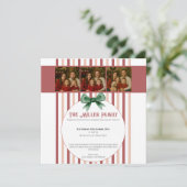 Invitation Photo de Noël • Fêtes aux Rayures Rouge (Debout devant)