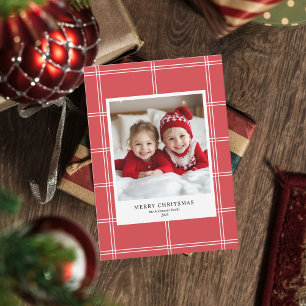 Invitation Photo de Noël Joyeux Rouge personnalisé