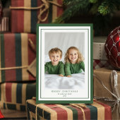 Invitation Photo de Noël Joyeux Vert Personnalisé