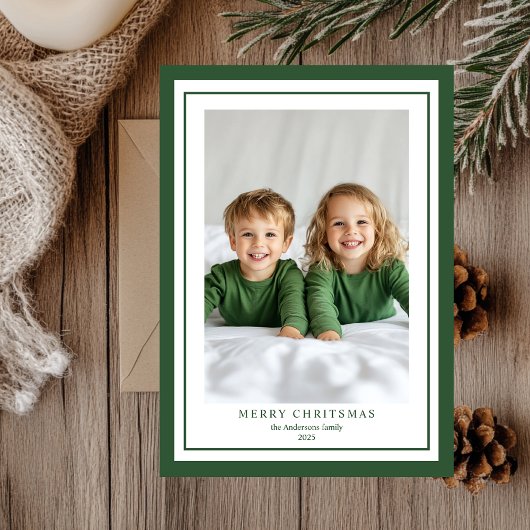 Invitation Photo de Noël Joyeux Vert Personnalisé