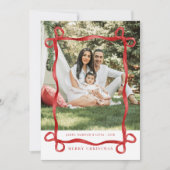 Invitation Photo de Noël moderne Red Bow Joyeux (Devant)