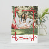 Invitation Photo de Noël moderne Red Bow Joyeux (Debout devant)