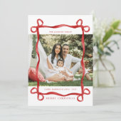 Invitation Photo de Noël moderne Red Bow Joyeux (Debout devant)
