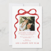 Invitation Photo de Noël moderne Red Bow Joyeux (Dos)