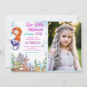 Invitation Photo de notre petite fille de sirène 1er annivers (Devant)