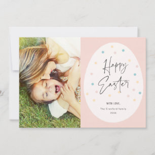 Invitation Photo de Pâques Œuf Pastel pois Point Happy Easter