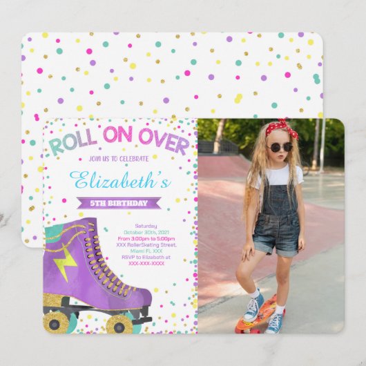 Invitation photo de patin à roulettes (Devant / Derrière)