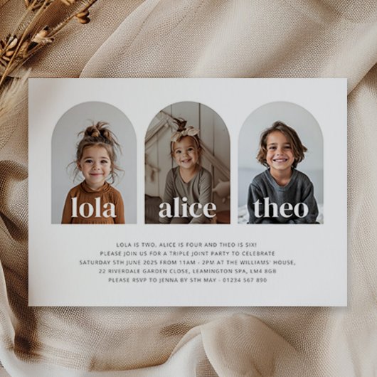 Invitation Photo de paysage conjoint triple nom Anniversaire