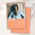Invitation photo de Peach 30th Birthday<br><div class="desc">Photo moderne minimaliste pêche et blanc 30e anniversaire invitation pour une fête d'anniversaire amusante. L'âge peut être changé. Cette invitation est simple et élégante, adulte jalon d'anniversaire invitation pour les hommes et les femmes. La couleur pêche et blanche arrière - plan peut être changée en n'importe quelle couleur de votre...</div>