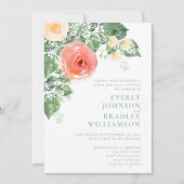 Invitation Photo de pêche moderne Printemps Été Floral Mariag (Devant)