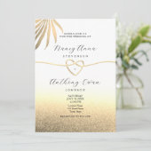Invitation Photo de plage Mariage Or (Debout devant)