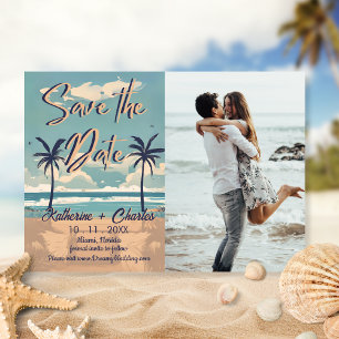 Invitation Photo de plage vintage tropicale pour annoncer la 