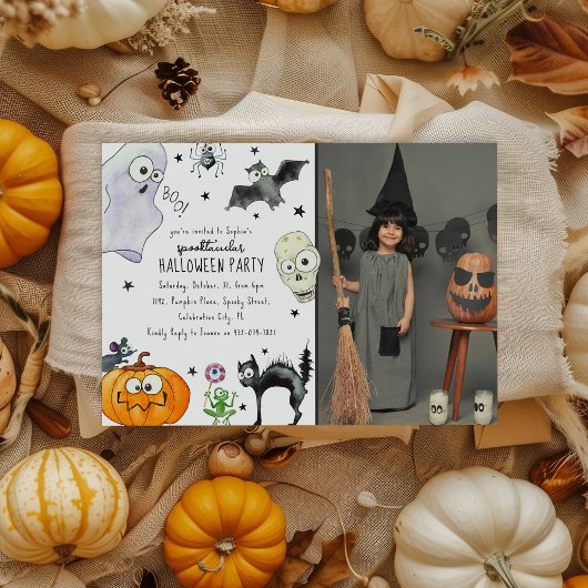 Invitation Photo de plaisir pour les enfants mignons Hallowee