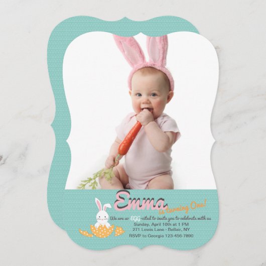 Invitation photo de poussin de Pâques (Devant / Derrière)