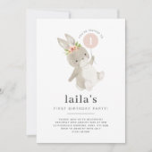 Invitation Photo de Premier Anniversaire Lapin Bal (Devant)